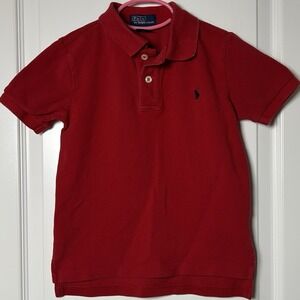 Polo by Ralph Lauren Boys' Red 100% Cotton Pony Logo Print Polo Shirt